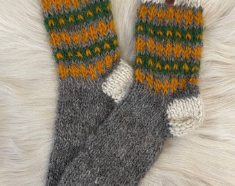 Wool Socks Hand Knitted Pure Sheep Wool 100% Natural Warm // Unisex Socks // Knitted winter socks // Therapeutic // All Sizes / Gift for her