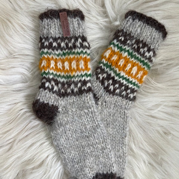 Warm and Cozy Handmade Wool Socks - Large Sizes - Pure Organic Wool - Perfect for Winter - Christmas Gift