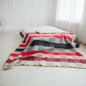 Woven Scandinavian handmade rug Weighted rugs for living room Mid century modern area rug 100% Wool berber Carpet Floor rugs wool blanket