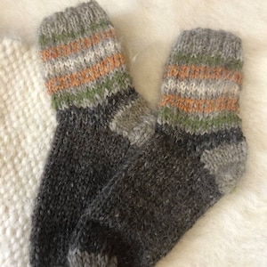 Grey Woolen Socks//Hand knitted wool socks//Extra Thick//Large Sizes//Pure wool socks//Bed wool socks//Organic wool//Knitting from Ukraine