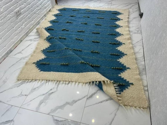 Wool woven rug//Hand woven rug//Bedroom decor//Sheep wool rug//Bedside rug//Modern wool rug//100% Wool Carpet//Modern area rug wool berber