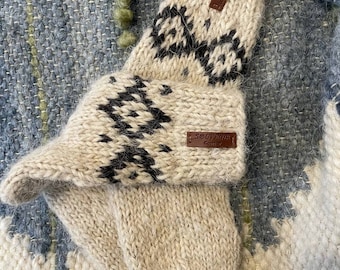 White Woolen Socks with Diamond Pattern: Natural Warmth and Style Unisex Socks // Knitted winter socks // Therapeutic // All Sizes / Gift