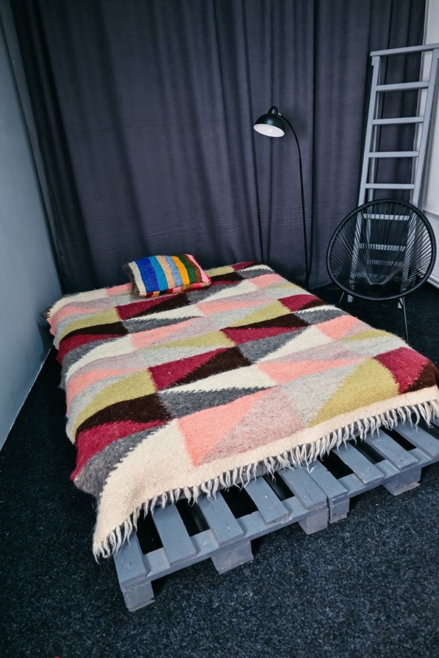 Schwere Geometrische Wolldecke Queen-Size Natürliche 100% Wolldecke Gemütliches warmes Zuhause gewebter gewebter Teppich Wolldecke King-Size Einweihungsgeschenk
