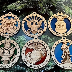 Set of 6 Proud Veteran Ornaments