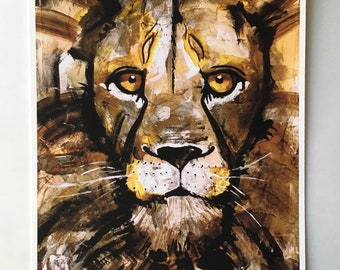 Aslan. Lion painting. Giclee Fine Art print of original painting, ready to frame