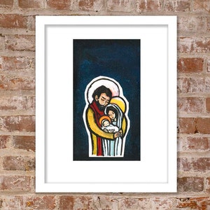 Holy Family modern image, Holy Family Art, Catholic artist, Holy Family Christmas present, Holy Family in art, Nativity scene art