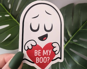 Cute Ghost Sticker, Kawaii Sticker, Spooky Sticker, Halloween Sticker, Goth Sticker, Goth Anniversary Gift, Funny Sticker, Be My Boo Sticker