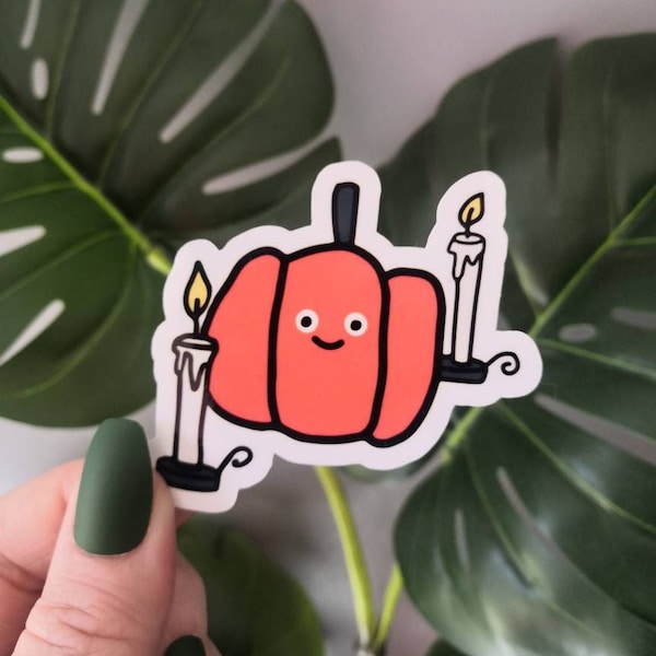 Cute Pumpkin Sticker, Cool Sticker, Halloween Sticker Candle, Funny Sticker Gourd, Spooky Sticker, Kawaii Sticker, Cartoon Sticker Doodle