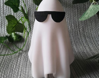 Cool Ghost Ornament, Light Up Ghost, Sunglasses Ghost, Halloween Gift, Spooky Statue, Funny Ghost Statue, Halloween Ornament, Goth Gift