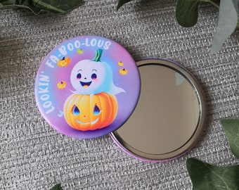 Ghost Pocket Mirror, Pumpkin Pocket Mirror, Cute Ghost Gift, Halloween Gift For Her, Spooky Mirror, Haunted Mirror, Pastel Goth Gift