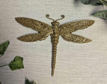 Gold Dragonfly Wall Hanging, Insect Wall Art, Damselfly Wall Decor, Unusual Gift, Bug Gift, Gold Bug, Gold Gallery Wall Art, Entomology Gift