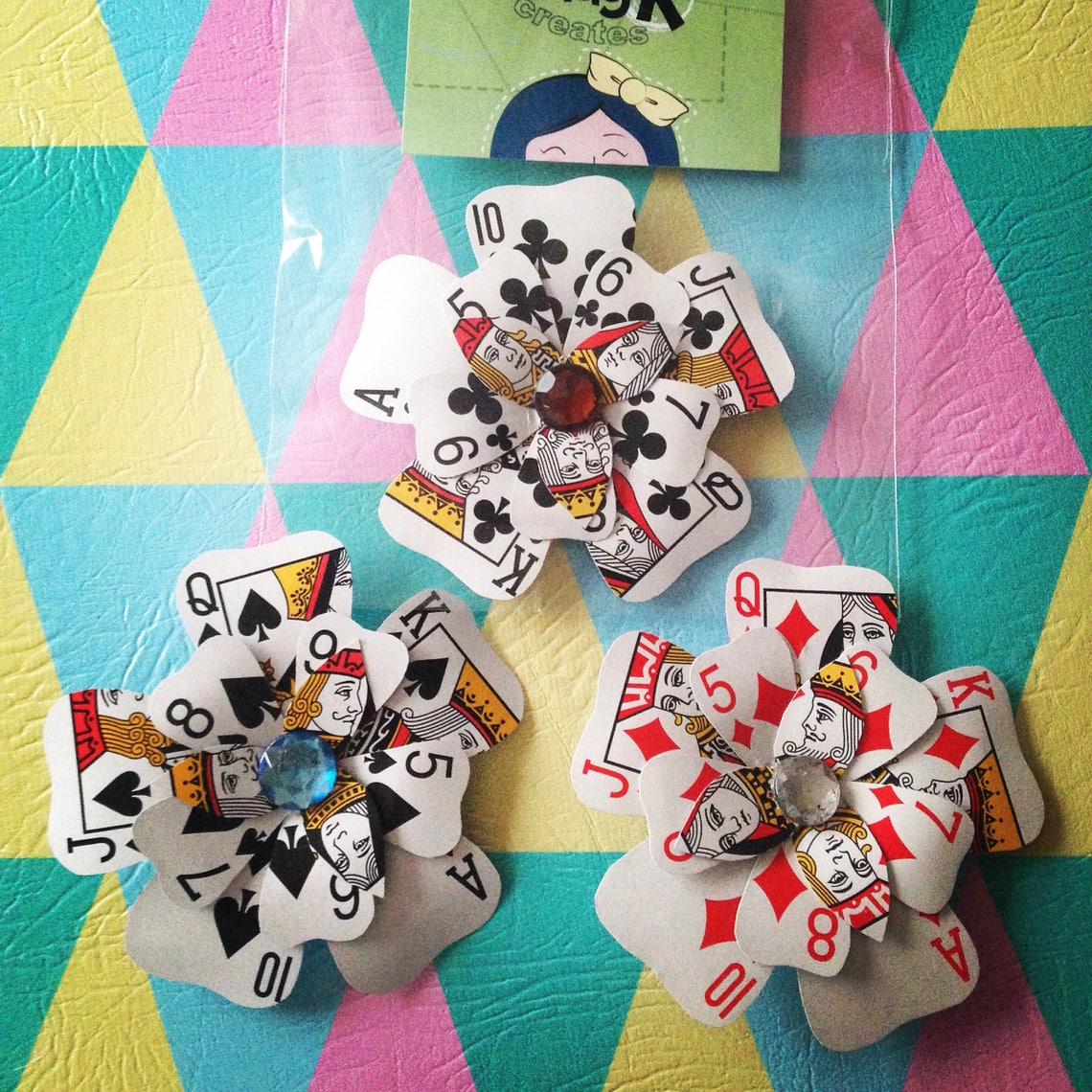 Playing Card Hair Accessory Clip Alice in Wonderland Etsy