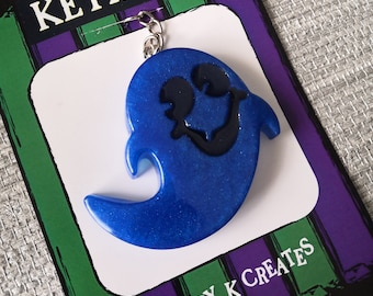 Ghost Keyring, Spooky Keychain, Ghost Gift, Halloween Gift, Halloween Keyring, Cute Ghost Accessory, Alternative Keyring, Paranormal Gift
