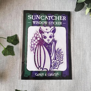 Bat Suncatcher Sticker, Rainbow Effect Window Cling, Goth Decor, Alternative Home Decor, Halloween Decor, Spooky Gift, Bat Gift For Her
