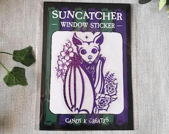 Bat Suncatcher Sticker, Rainbow Effect Window Cling, Goth Decor, Alternative Home Decor, Halloween Decor, Spooky Gift, Bat Gift For Her
