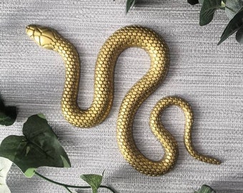 Handmade Gold Resin Snake Wall Hanging, Goth Gallery Wall Home Decor