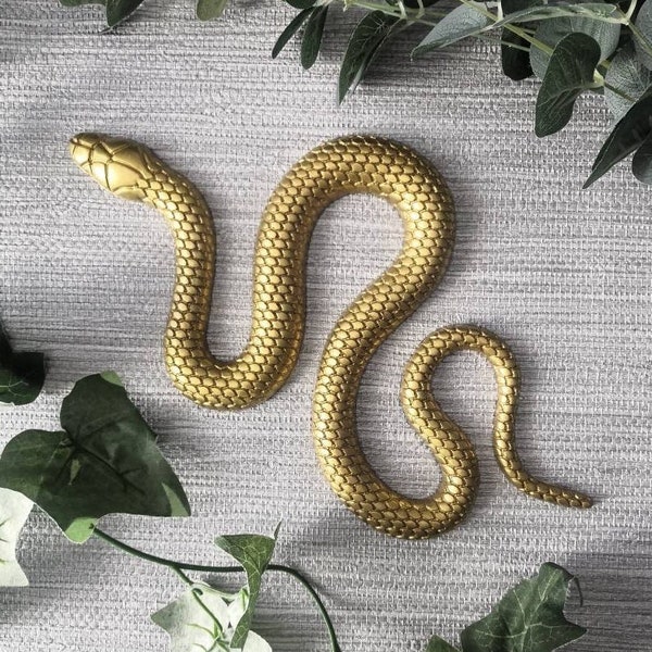 Gold Snake Wall Hanging, Snake Wall Art, Alt Home Decor, Unusual Gift, Snake Gift, Goth Decor, Snake Decor, Goth Wall Art, Goth Wall Decor