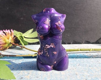 The Purple Rain Goddess, Female body ornament, Beautiful torso statue, Body positivity figure, Alternative home decor gift