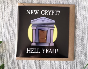 New Home Card, Funny New Home Card, Moving House Card, Card For Goths, Metalheads Card, New Crypt Card, New House Gift, Alternative Card