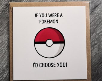Pokemon Card, Pokemon Valentines Card,  Pokeball Card, Pikachu Card, Anniversary Card, Love Card, Couples Card, Pokemon Gift, Anime Card