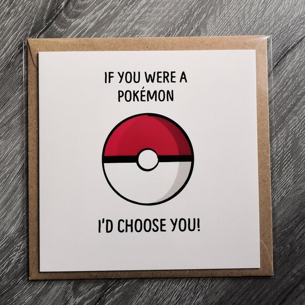 Pokemon Card, Pokemon Valentines Card,  Pokeball Card, Pikachu Card, Anniversary Card, Love Card, Couples Card, Pokemon Gift, Anime Card