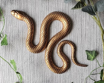 Handmade Bronze Snake Wall Hanging, Goth Home Decor, Reptile Gift