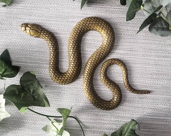 Handmade Gold Resin Snake Wall Hanging, Goth Gallery Wall Home Decor