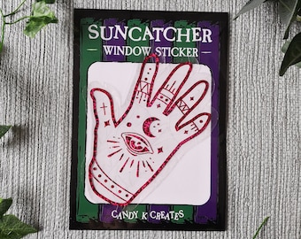 Sticker attrape-soleil pour fenêtre, attrape-soleil pour les yeux, film décoratif amovible effet arc-en-ciel, sticker main, décoration alternative, Sticker tarot