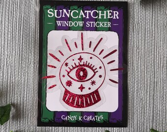 Crystal Ball Suncatcher Window Sticker, Removable Rainbow Effect Window Cling, Gypsy Suncatcher, Alternative Home Decor, Witchy Home Decor