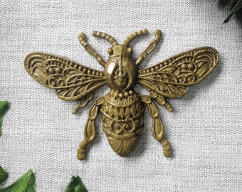 Dark Gold Bee Wall Hanging, Insect Wall Art, Honey Bee Wall Decor, Unusual Gift, Gold Bee Gift, Gallery Wall Art, Entomology Gift, Bee Decor
