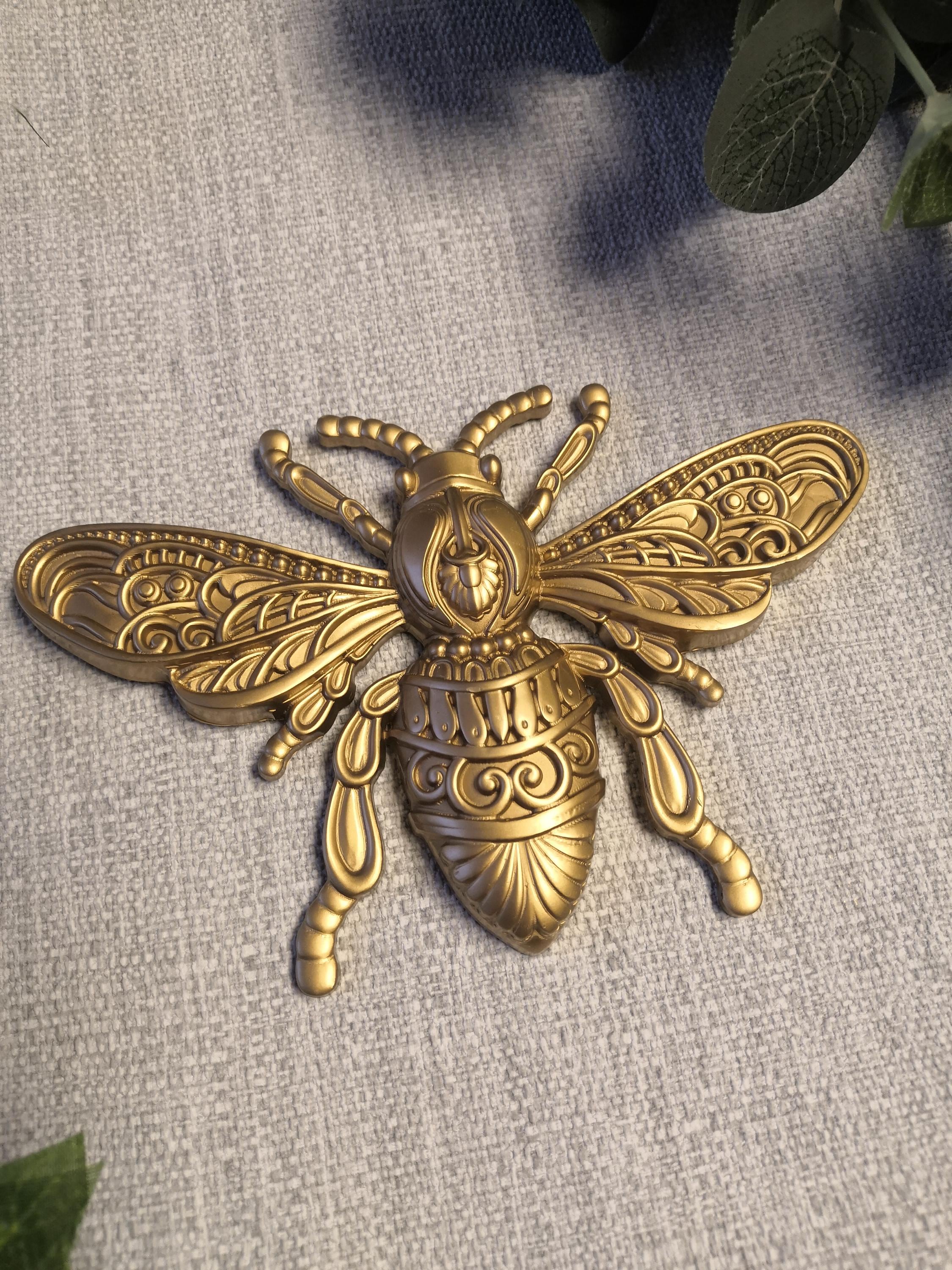 Gold Bee Wall Hanging, Insect Wall Art, Honey Bee Wall Decor, Unusual ...