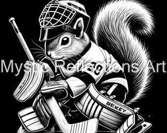 Ekorrehockeymålvakt PNG: Lasergraverad fil (digital nedladdning)