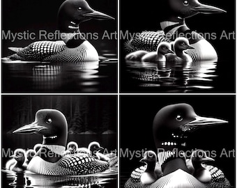 Loon set van 4 lasergravure png's, leisteen onderzetter gegraveerd, Glowforge, Wecreat, Xtool