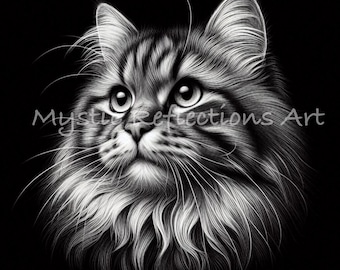 Archivo de grabado láser de gato: Posavasos de pizarra PNG (Descarga digital)