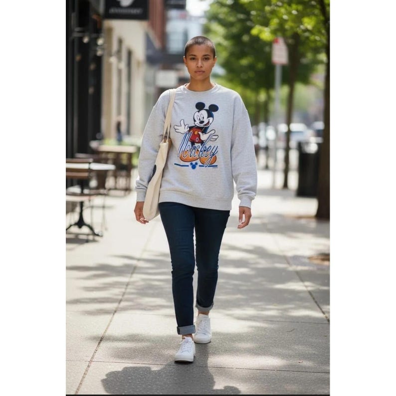 Mickey Unlimited Sweatshirt Unisex XL Gray Vintage 90s Mickey Mouse Graphic USA image 7