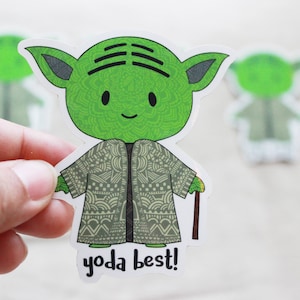 Adesivo Yoda, adesivo Yoda "Miglior papà", Yoda "Miglior padre", giochi di parole divertenti sui film, adesivo per fiaschetta, bicchiere per San Valentino a lunga distanza, piccolo regalo carino