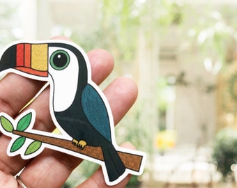 Toucan Decal - colorful summer bird - handmade toucan do it - water bottle planner laptop flask decal