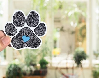 Dog Paw Magnet, Refrigerator Magnet, Paw Car Magnet, Animal Love, Pet owner new dog, Blue Heart gifts for her christmas stocking stuffer