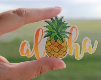 Naklejka Ananas, Naklejka Aloha, Naklejka Lato, Naklejka na zderzak, Naklejka na laptopa, Naklejka na butelkę, Naklejka Hawaje, Kubek, Prezent do skarpety