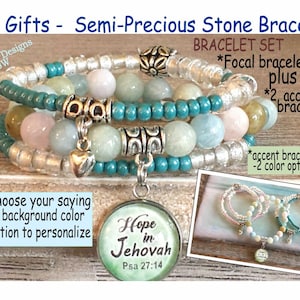 Semi-Precious Stone Bracelet Set: Personalized Charm Bracelet