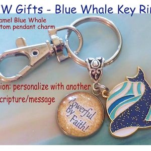 JW gifts/jw Key ring with clip/enamel Blue Whale pendant key ring/convention gift/jw.org/baptism gift/pioneer gift/jw stuff/convention gift