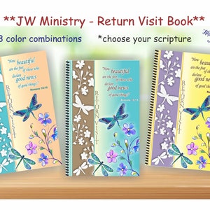 Regalos de los testigos de Jehová/libro de visitas de retorno de los testigos de Jehová/flores de libélulas/3 opciones de colores y escrituras/jw.org/ministerio de los testigos de Jehová/regalo de pionero bautizado/la mejor vida de todas