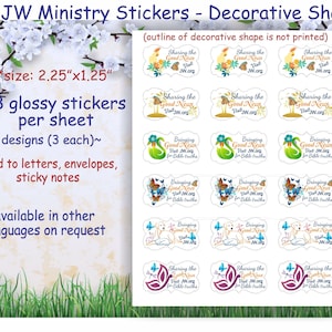 Escritura de cartas JW/Pegatinas decorativas con formas para el ministerio/Compartir buenas noticias Visita jw.org/best life ever/jw gifts/pioneer gift