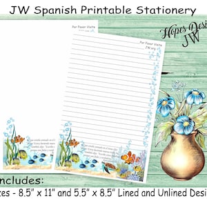 JW SPANISH cancelleria per scrivere lettere - file digitale PDF e Word istantaneo/design sottomarino/forniture ministeriali jw - stampa a casa