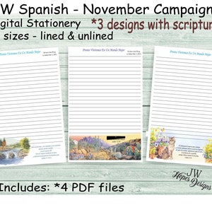 Campagna di novembre JW SPANISH - Un mondo migliore è vicino - cancelleria per la scrittura di lettere - file digitali PDF istantanei/3 disegni/ministero jw