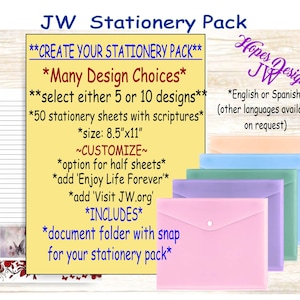 JW Geschenke/Packung #A Briefpapier - wähle deine Designs/Englisch Spanisch/Standard College Weitabstand/JW Dienst/JW Dienstjahr/JW.org