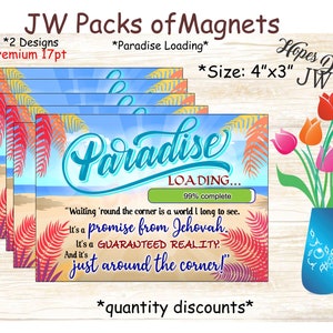 JW Geschenke/Pack magnete 4"x3"/Paradise Loading Design/jw ministry/jw.org/best life ever