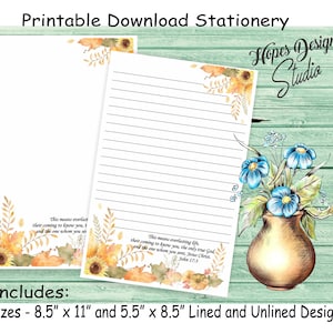 JW letter writing stationery - instant PDF & WORD digital files/autumn floral design/jw ministry supplies - print at home