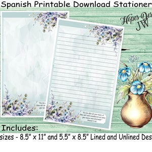 JW SPANISH lettera scrittura cancelleria - file digitali istantanei Pdf e WORD/fogliame di eucalipto disegno ad acquerello/ministero jw - stampa a casa