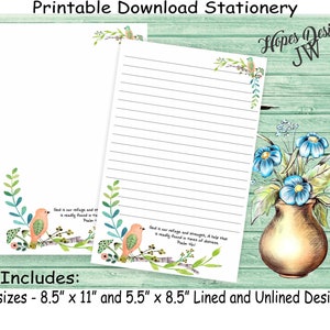 JW letter writing stationery - instant PDF & WORD digital files/summer bird on branch design/jw ministry supplies - print at home